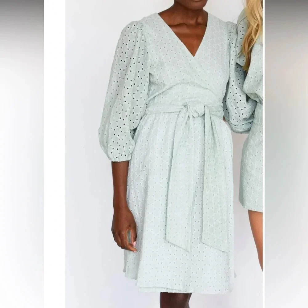 Never A Wallflower Eyelet Wrap Dress